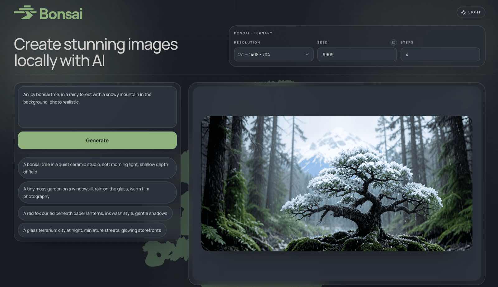 Bonsai Image high-fidelity artwork showcase displaying rich detail